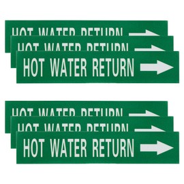 sourcing map Self-Stick HOT WATER RETURN Pipe Marker Pipe Flow Arrow 1-3/5 x 8 Inch Pipe Identification Marking Labels Right-Pointing for Pipe Flow Markers White on Green, Pack of 30