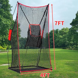 FLITURE 4x7 Ft Football Net with Adjustable Mesh Pocket，Portable Football Throwing Target Net，Quarterback Pitching Practice Net
