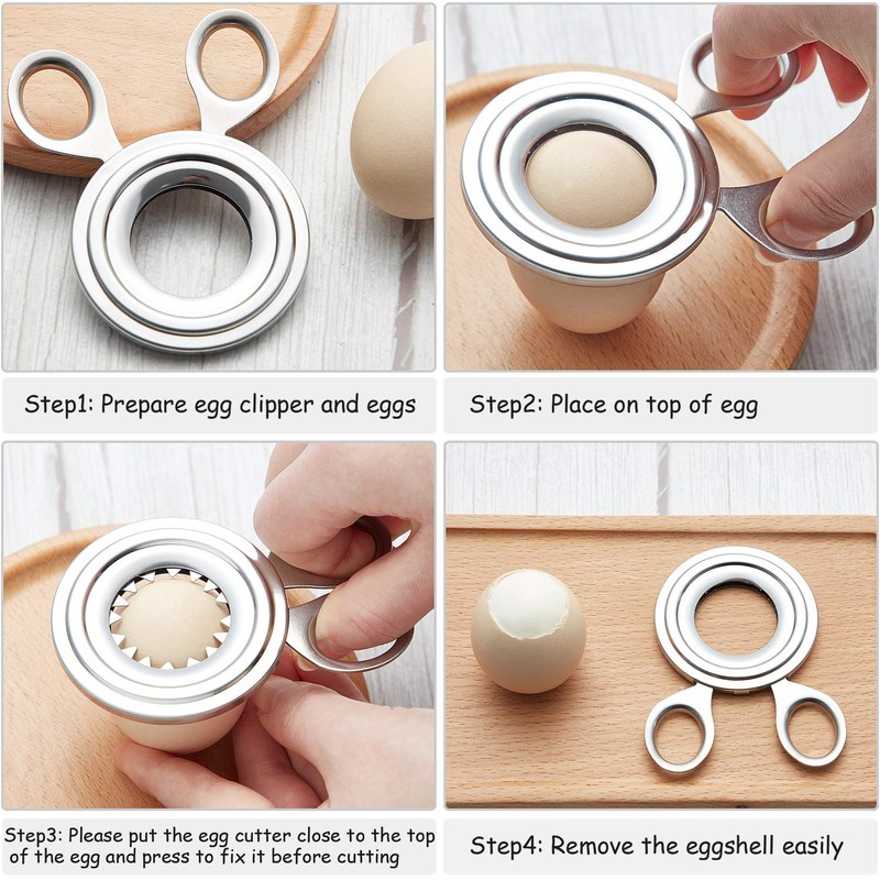 Boao 2 Pieces Egg Topper Cutter Stainless Steel Boiled Egg