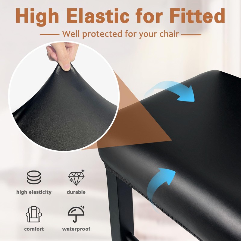 PU Leather Bar Stool Covers Rectangular, 100% Waterproof Stool Covers