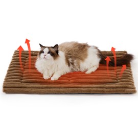 Bedsure Self Warming Cat Bed, Medium Self Heating Dog Crate Pad, Thermal Extra Warm Puppy Mat Indoor & Outdoor, Non-Slip & Washable, 30" x 20", Brown