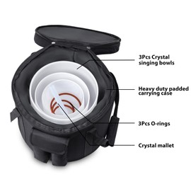 3Pcs Crystal Singing Bowls Set of 432Hz 7-9lnch Meditation for Yoga, Chakra Healing,1PCS Travel Carry Case Bag Unique Spiritual Gifts for Women and Men