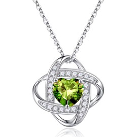 TINGN Gift for Women - 925 Sterling Silver Heart Pendant Birthstone Necklace for Women Valentine's Day Mother's Day Christmas Birthday Jewellery Gift for Mum Wife Girlfriend, Sterling Silver