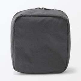MUJI Wrinkle Nylon Large Opening Square Pouch - Dark Gray, Approximately 14 x 16 x 6 cm 84473944