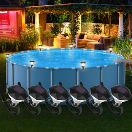 POOLHOUR Solar Pool Lights for Framed Above Ground Pools, 6 Pack Waterproof Swimming Pool Accessories Lights, LED Energy Saving Warm Lights for Frame Swimming Pools, Trampoline