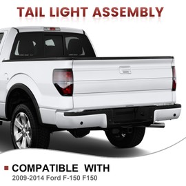 CONLLCON Tail lights Assembly Compatible with 2009-2014 F-150 F150 Smoke Lens Rear Light Taillights Replacement for OE