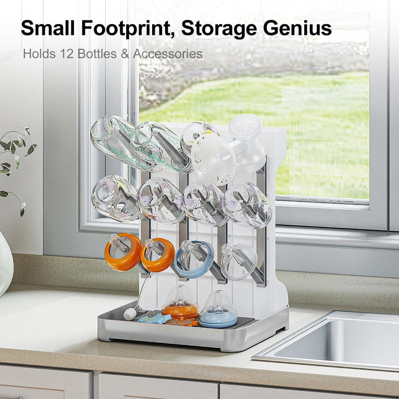 GoMaihe Baby Bottle Drying Rack: Space Saving Vertical Bottle Dryer