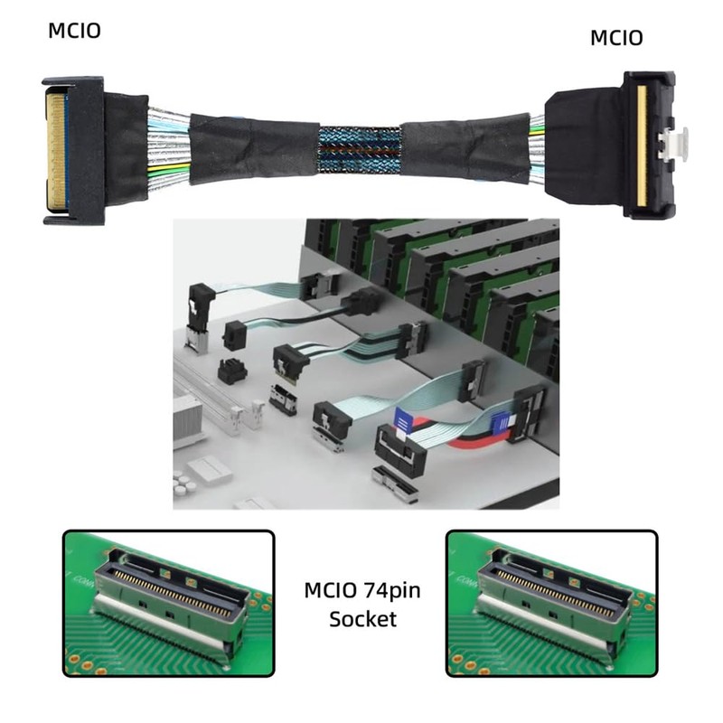 cablecc Mini Cool Edge IO MCIO 角度付き PCI-E 5.0 PCI-E