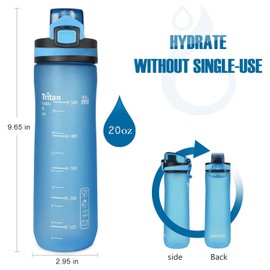 Opard Trinkflasche Sport 600ml - Wasserflasche aus Tritan BPA-Frei, auslaufsichere Sportflasche, Kunststoff Water Bottle mit Sieb - Mit 1 klick öffnen - für Kinder, Schule, Sport, Fahrrad, Fitness