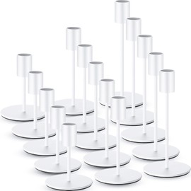 Sieral Candelabros Cónicos a Granel, Juego de Candelabros Decorativos Modernos de Metal para Bodas, Aniversarios, Hogar, Comedor, Mesa, Centro de Mesa, Fiesta de Navidad(Blanco Mate,15)