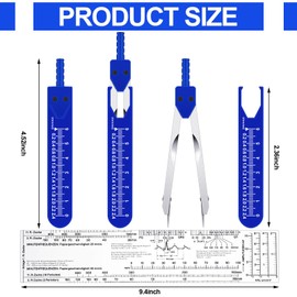 Tondiamo 2 Sets EKG Calipers and EKG Ruler Combination Set ECG Calipers Drafting Electrocardiogram Divider ECG Calipers Measuring Tool for Nursing (Pink and Blue)