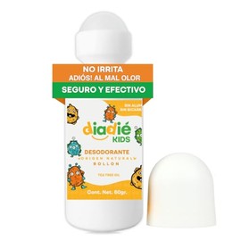 DIADIE Kids| Desodorante Natural para Niños| Rollon| Sin Aluminio| elimina mal olor | 60 g | 1 Pieza