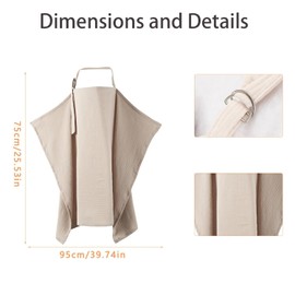 Nursing Cover for On the Go Nursing Scarf 75 x 95 cm, Nursing Scarf Nursing Cover for Breastfeeding Nursing Scarf for On the Go Casual (Khaki)