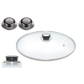 MIFAH Tempered Glass Lid Designed to Fit All Frying Pans Dishes Saucepans Universal Glass Lid Different Sizes (18CM LID WITH 2 KNOBS)