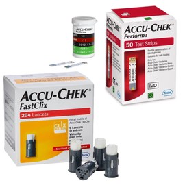 Accu Chek FastClix Lancets + Accu Chek Performa Test Strips | Preloaded 204 Lancet Pack + 50 Test Cassette Bundle | Saver Pack | Bundle by MG Living