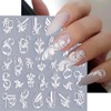 White Flower Nail Art Stickers 5D Embossed Flower Nail Decals