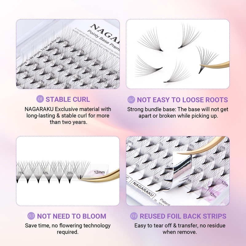 NAGARAKU Eyelash Extensions Premade Fans Eyelash Premade Volume Fan Eyelashes