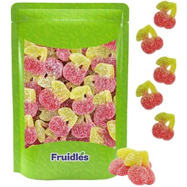 Fruidles Sour Twin Cherries Gummies, Deliciously Tart Gummy Cherries Candies Coated In Sugar, Non-GMO (Half-Pound)