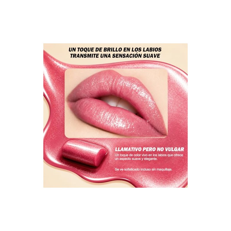 Erinde Lápiz Labial Purpurina Metálica con Mate, Tinte Labial Duradero,#04