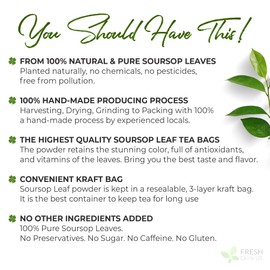 4.5oz Premium Soursop Leaf Powder – 100% Pure & Natural | Graviola Leaves for Tea, Handmade, Cake Color Making, Non-GMO, Caffeine-Free, No Additives. Vegan