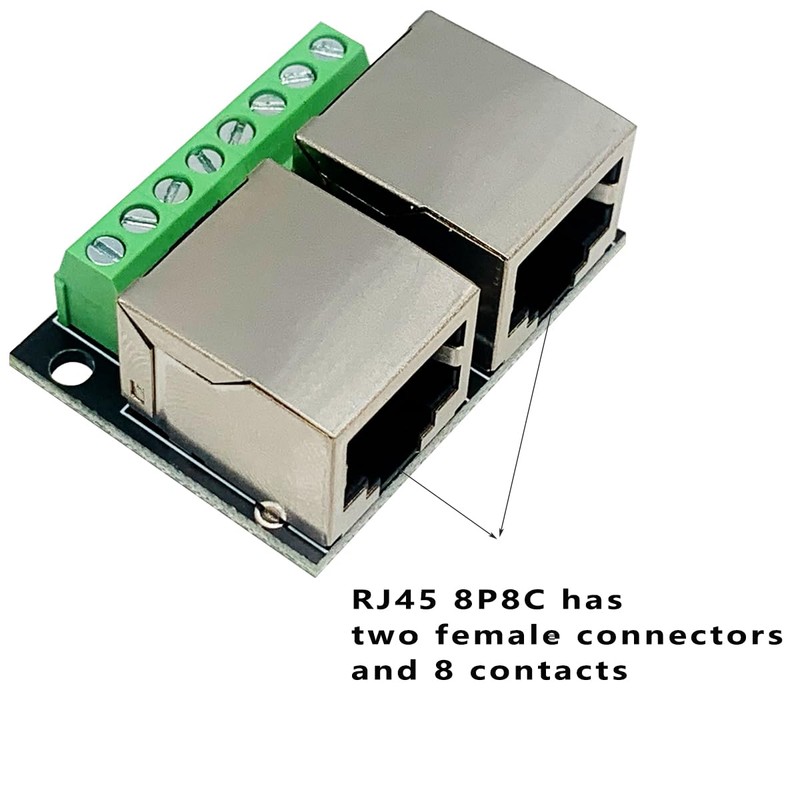 Teansic 2PCS RJ45 Ethernet Dual Female Terminal Breakout Board,3.5mm Pitch
