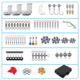 SANTUO 213Pcs Fishing Lures Mixed, Sea Fishing Tackle Sit with Spoon, Hooks, Jigs, Weights and More Other Accessories Suitable for Trout Bass Perch, Pike Lures Gear Set With Box Gifts for Men