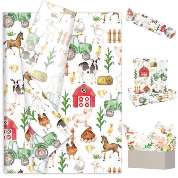 JarThenaAMCS 100 Sheet Farmhouse Tissue Paper Farm Animal Poultry Gift
