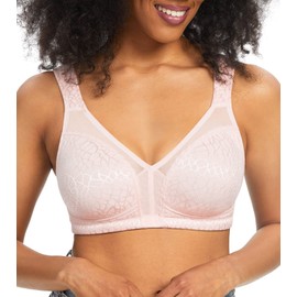 HACI Women's Full Coverage Minimizer Bra Non Padded Wirefree Full Figure Plus Size Bras for Large Bust(40D, Pink)
