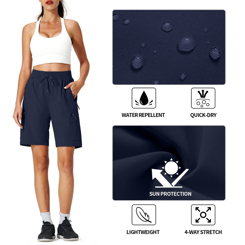 Ksmien - Pantalones cortos cargo para mujer, de secado rápido,