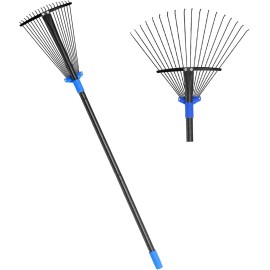 Unbranded Metal Rake for Leaves Heavy Duty, Adjustable Garden Leaf Rake