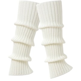 Intgoodluckycc White Leg Warmers for Women, Cute Knit Leg Warmer Socks for Dance (1 Pair - White)