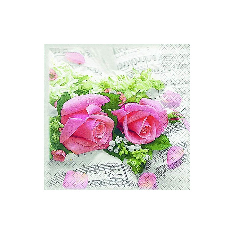 Invitalafete Servietten, Watte, 3-lagig, 33 x 33 cm, Rosenmotiv, 20