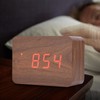 LED Wooden Alarm Clock, Alarm Function/Voice Control and Continuous Light