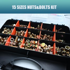 LUPANTER 705 pcs Metric Bolt and Nut Set - M6/M8/M10/M12 Grade 8 Heavy Duty Hexagon Bolts and Nuts Assortment Kit with Yellow Zinc Plated Coating,includs 15 Common Sizes