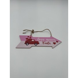 Unbranded Valentines Day Red Truck Arrow Wall Sign Decor  New 2022 Love Never Fails