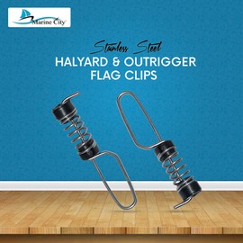 Marine City Stainless Steel Deluxe Antenna/Halyard/Outrigger Flag Clips (Clamp Flag Halyard) (2 pcs)