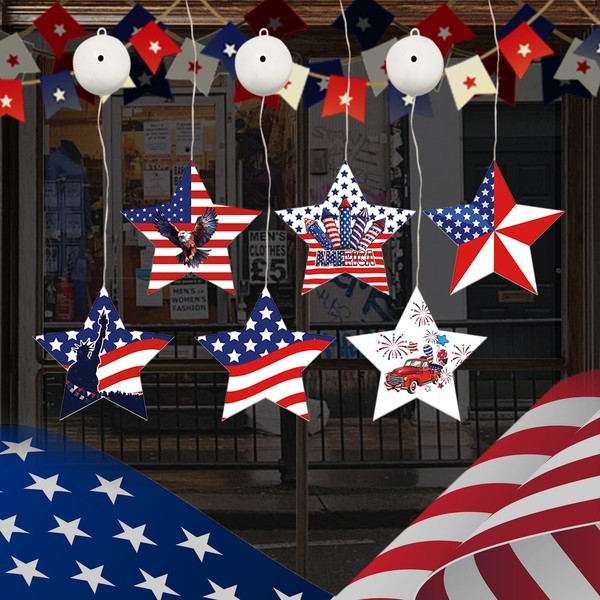 6 Pack Independence Day Window Lights with Suction Cup, 4th