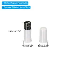 PATIKIL Magnetic Reed Switch, 5 Pack NC Wired Recessed Door Sensor Window Contact Switch for Alarm System, White Black