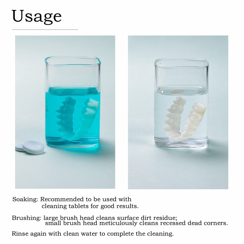 Octuitey Denture Brush 4Pcs Denture Toothbrushes，Denture Cleaning Care Cleaning Brush