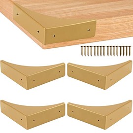 Foxwake Gold Box Corner Protectors Metal for Furniture Decorative Table Corner Brackets 2.56'' Corner Cover Rustproof Zinc Alloy Desk Edge Corner Guard with Matching Nails (4Pcs)