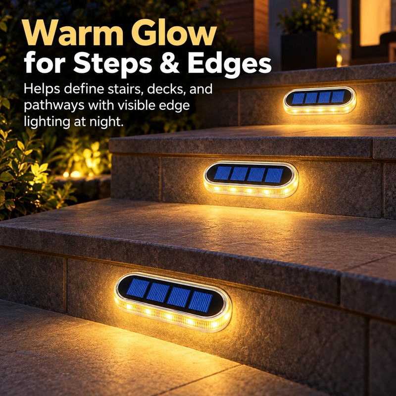 Solar LED Step Lights for Outdoor Stairs – IP68 Waterproof