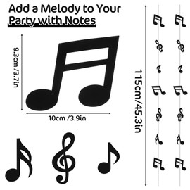 8 Pcs Music Notes Party Decorations, Black Musical Note Hanging Decorations Musical Notes Paper Garland Banner for Music Themed Party, Birthday, Wedding, Baby Shower, Ceiling Decor