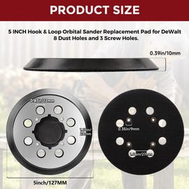2 Pcs 5 Inch 8 Hole Sander Pad 4 Screw Holes Hole Hook and Loop Aluminum Alloy Sanding Pad for Orbital Sander Pad Replacement for DWE6421 6421K DWE6423 6423K DCW210B