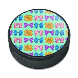 GRAPHICS & MORE Cute Girly Ribbon Bows Set Ice Hockey Puck