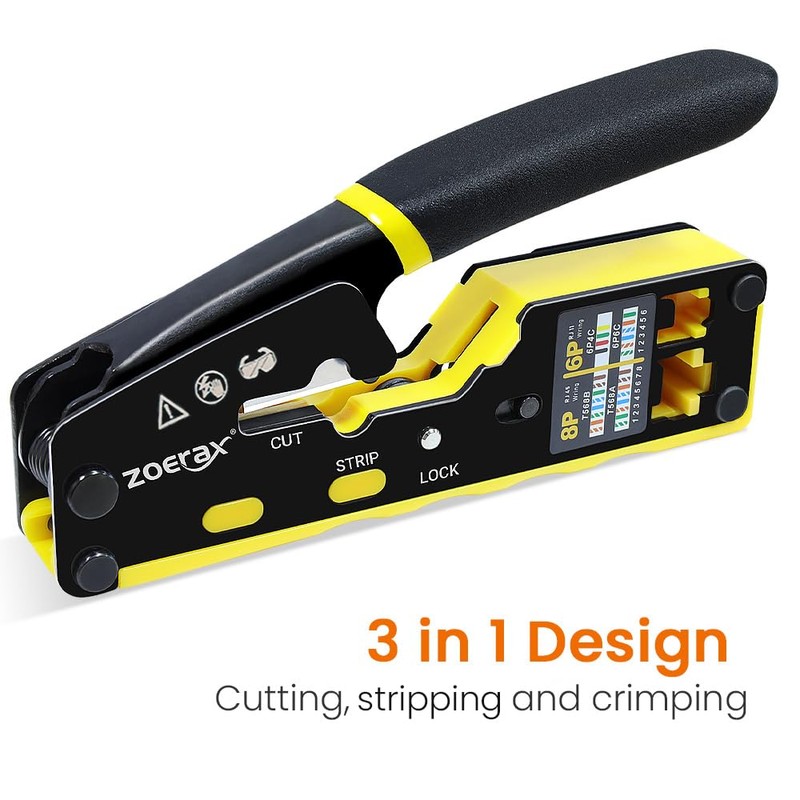 ZoeRax RJ45 Crimping Tool Pass Through Ethernet Crimping Tool for