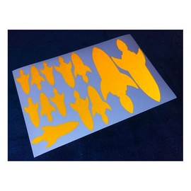 Veloviz Reflective Rocket (Assorted) Yellow Die-Cut Vinyl Cargo Bike Stickers Decals