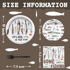 Gone Fishing Party Plates and Napkins - Fishing Party Decorations - The Big One Fishing Party Tableware - Ofishally One Party Favors - Fishing Party Supplies Serves 20 Guests