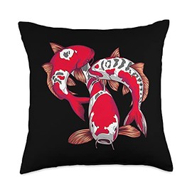 Funny Koi Fish Gift For Men Women Cool Japanese Fish Lover Throw Pillow
