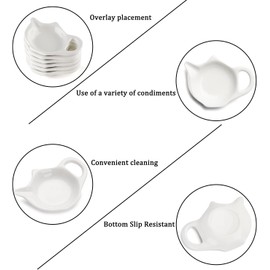 forkmannie Tea Bag Holder for Used Tea Bag Teapot Shaped Tea Bag Coasters Tea Bag Saucers Set of 6- Keep Your Tea Time Tidy and Organized, White