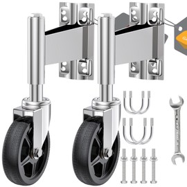 WOOSKY Spring Loaded Tube Gate Casters 5” Heavy Duty Gate Caster Wheels with Hardware for Tube Gates, Metal Gates, Wooden Gates, Fence Gates, Swing Gates, 400 Lbs Load Capacity, Pack of 2